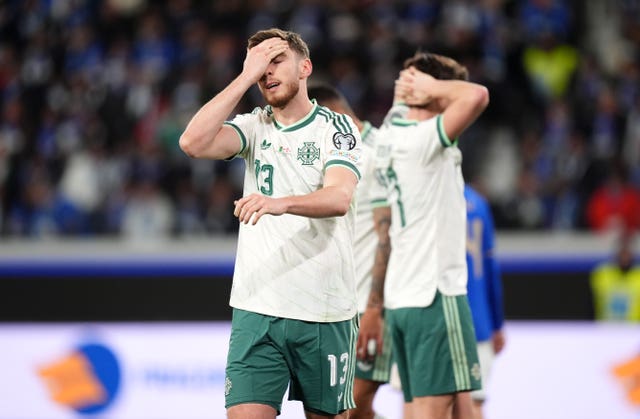 Northern Ireland’s Ruairi McConville appears dejected