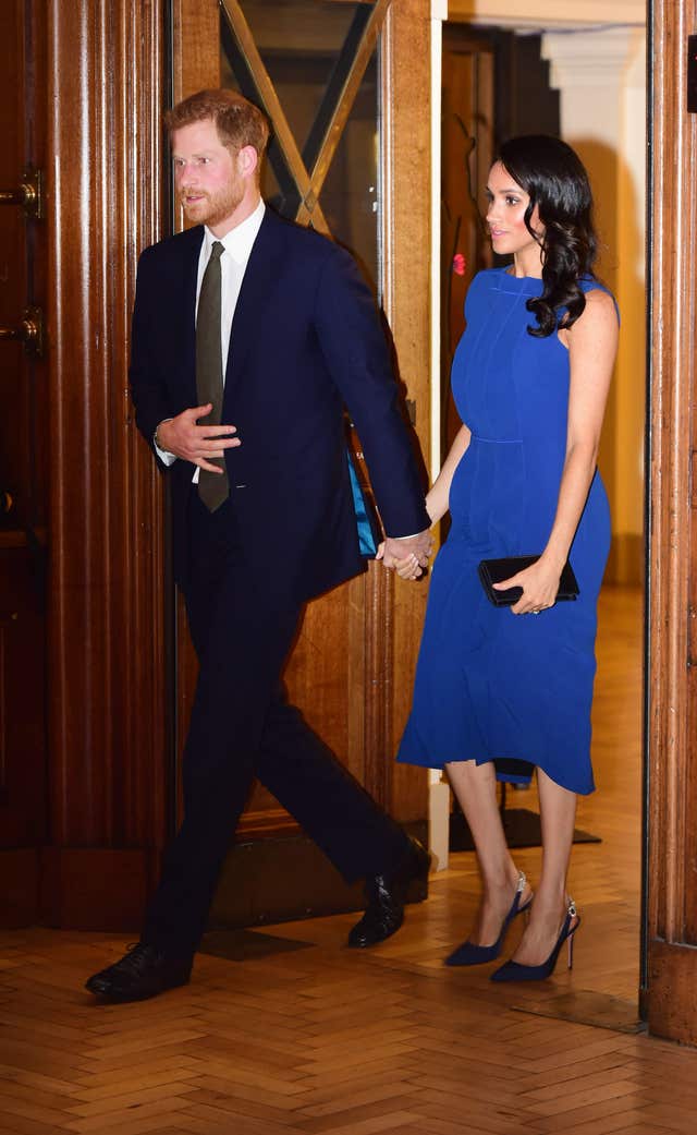 The Duke and Duchess of Sussex during the '100 Days to Peace', an evening of music marking the centenary of the end of the First World War, at Westminster Central Hall, London.