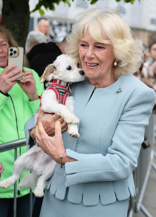 The Queen holds a dog