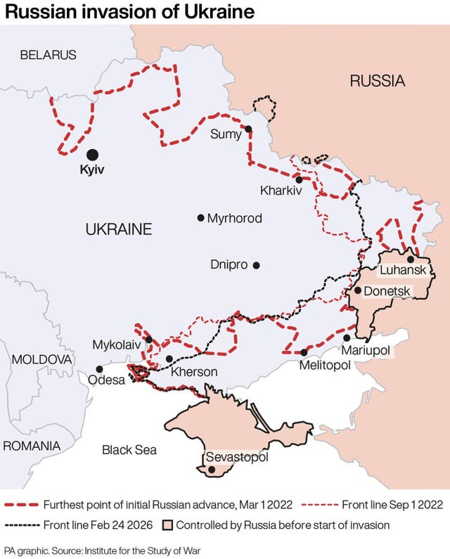 A PA graphic showing the Russian invasion of Ukraine