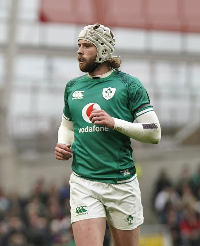 Ireland wing Mack Hansen during his international debut in 2022