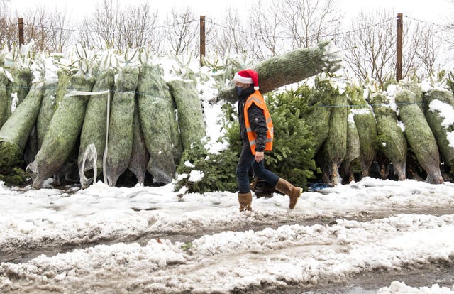 Man works in snow