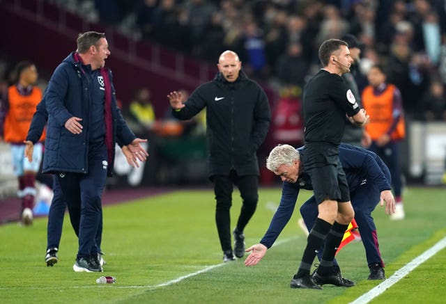 West Ham manager David Moyes vents his frustration with the officials during his side's 2-1 loss to Liverpool in late April. The Hammers surrendered an early lead against the Reds to remain in relegation danger. Moyes' men at times struggled to balance the demands of the Premier League and their Europa Conference League exploits but went on to have a memorable campaign. Although their top-flight form was nothing to write home about, the London club comfortably avoided the drop while reaching the final of the continental competition. They will take on Italian side Fiorentina for a shot at silverware in Prague on Wednesday, June 7