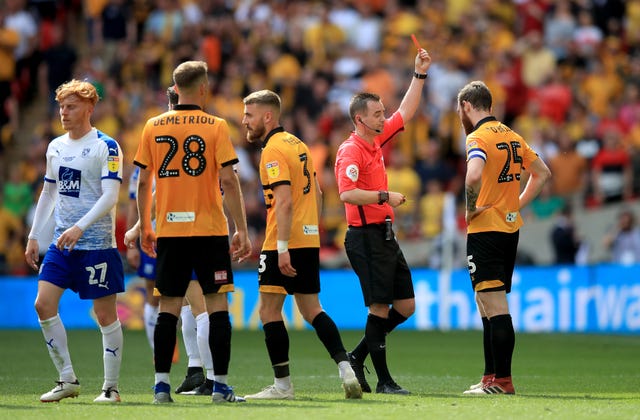 Mark O’Brien was dismissed at Wembley