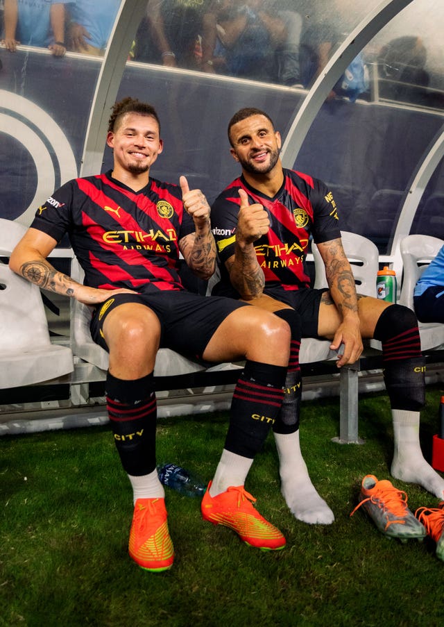 Kalvin Phillips (left) and Kyle Walker (right) will be in Qatar after fitness battles.