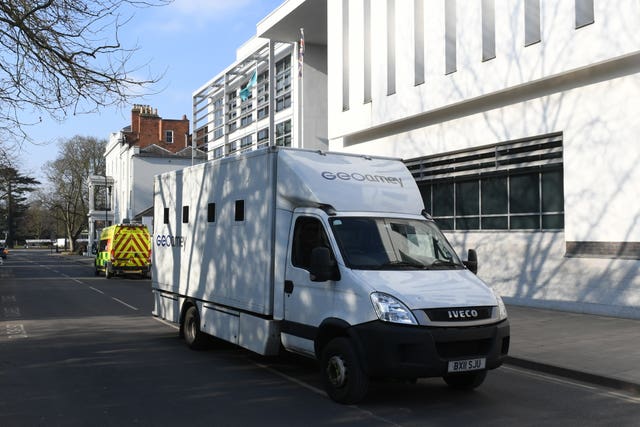 A general view of a custody van outside Warwickshire Justice Centre (Joe Giddens/PA)