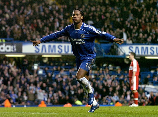 Didier Drogba celebrates a goal against Middlesbrough