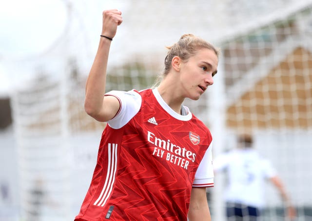 Vivianne Miedema celebrates scoring against Tottenham