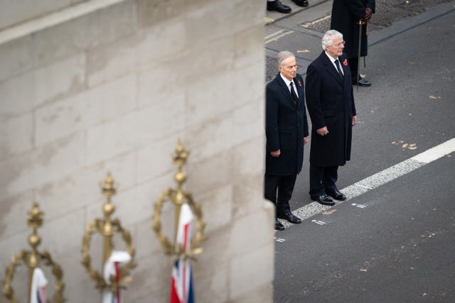 Former prime ministers Tony Blair and John Major