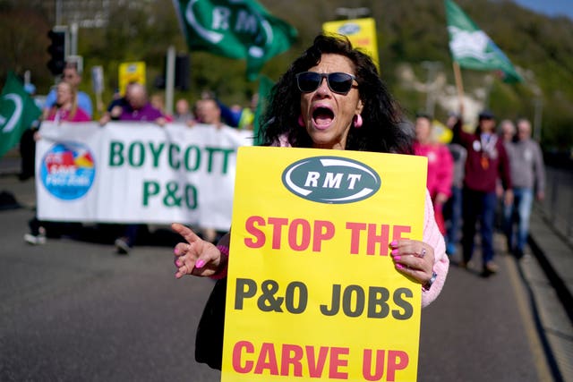 A protest against P&O Ferries