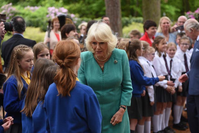 The Queen meets school children during the visit
