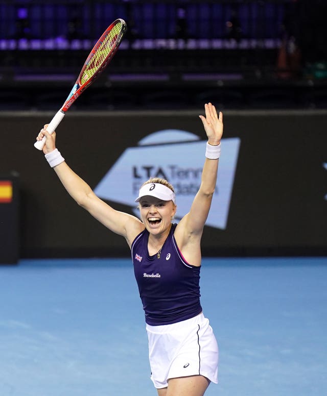 Harriet Dart celebrates victory over Ajla Tomljanovic 