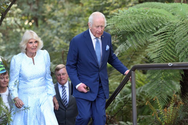 The King and Queen during a tour of the Australian National Botanic Gardens in Canberra