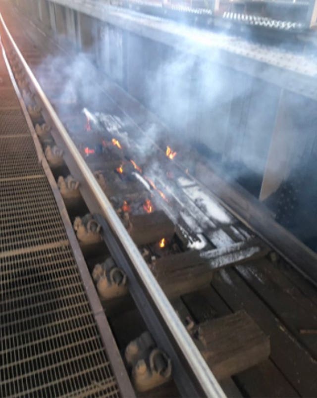 Railway tracks fire