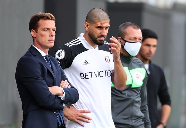 Fulham manager Scott Parker, left, and striker Aleksandar Mitrovic