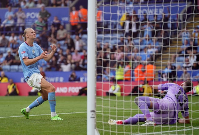 Haaland was unable to get on the scoresheet on Saturday (Joe Giddens/PA).