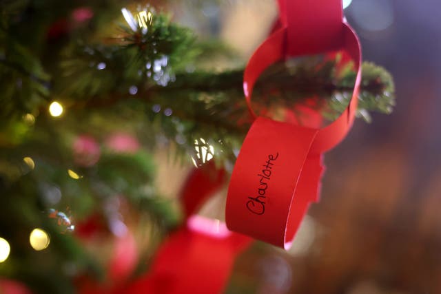 A paper chain garland bearing Princess Charlotte's name on the 'connection tree'