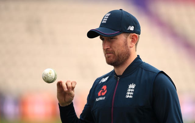 England’s Liam Dawson tosses a ball during a nets session.