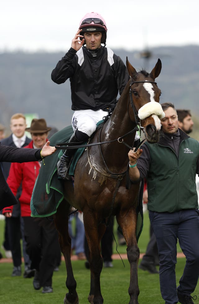 Patrick Mullins returns aboard Transmission after winning at Cheltenham in November 