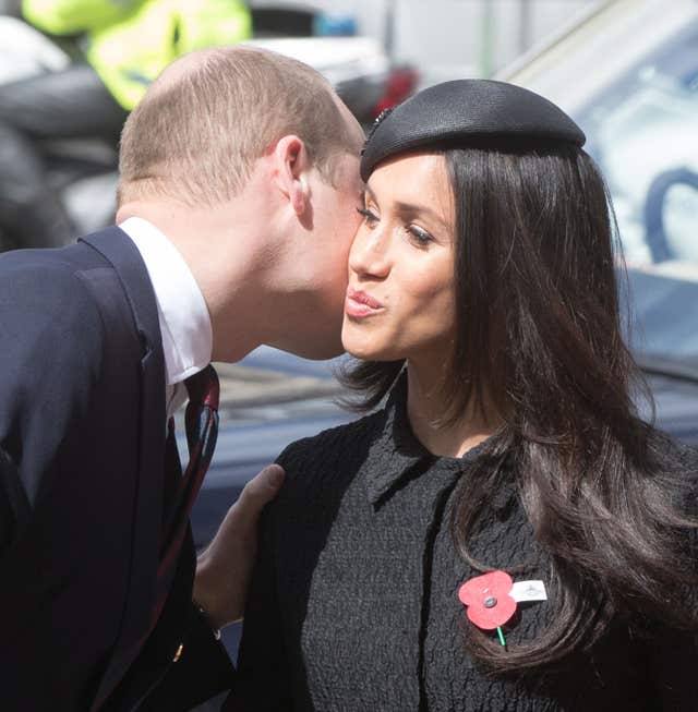 The Duke of Cambridge greets Ms Markle (Jonathan Brady/PA)