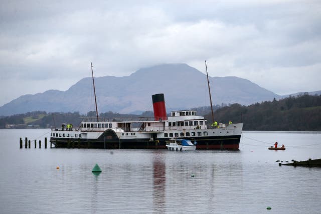 The Maid of the Loch on Loch Lomond, with Ben Lomond in the background