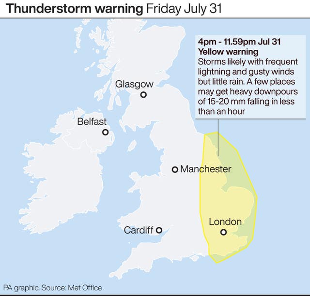 Thunderstorm warning July 31