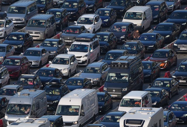 Cars in queues of traffic