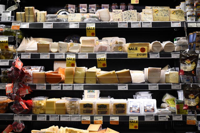 Cheese in a Whole Foods Market shop in London (Kirsty O'Connor/PA)