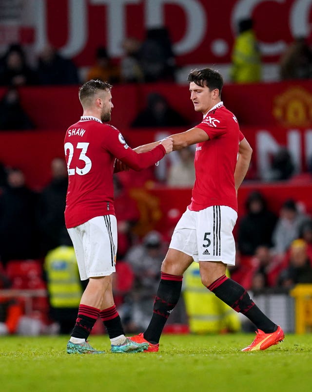Luke Shaw, left, and Harry Maguire are recovering from respective muscle injuries