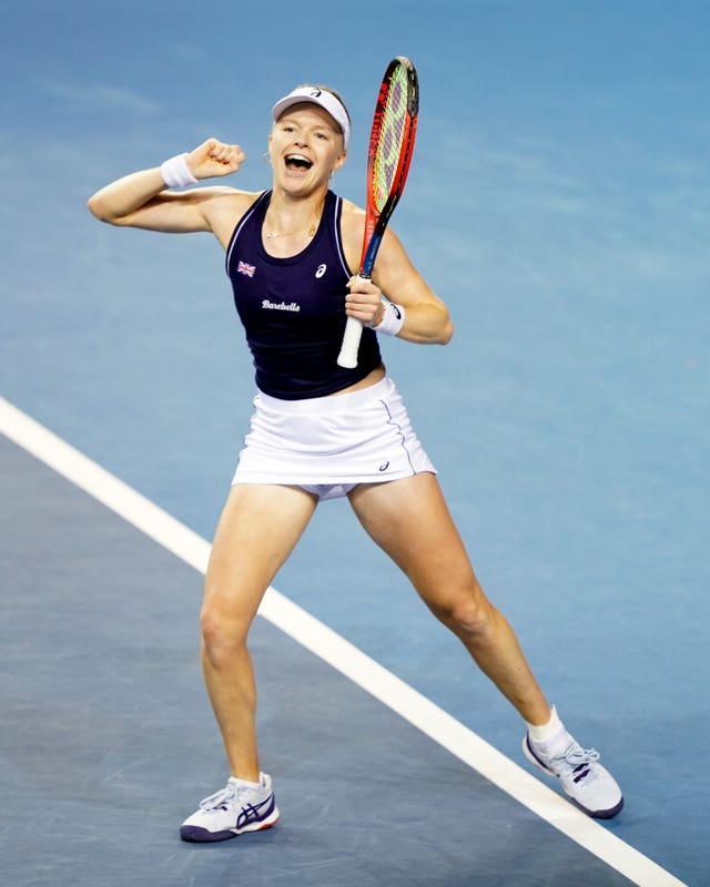 Harriet Dart celebrates victory over Australia’s Ajla Tomljanovic