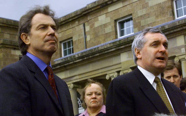 Bertie Ahern with then UK prime minister Tony Blair (Chris Bacon/PA)