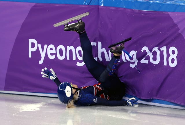 Elise Christie crashed out of the women's 500m final in Pyeongchang on Tuesday