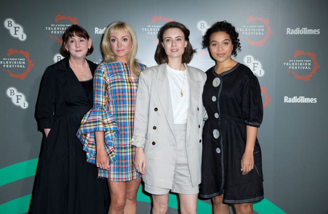 Heidi Thomas, Helen George, Jennifer Kirby and Leonie Elliott at a photocall