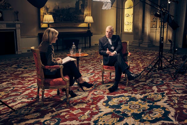 The Duke of York during his interview with BBC Newsnight’s Emily Maitlis