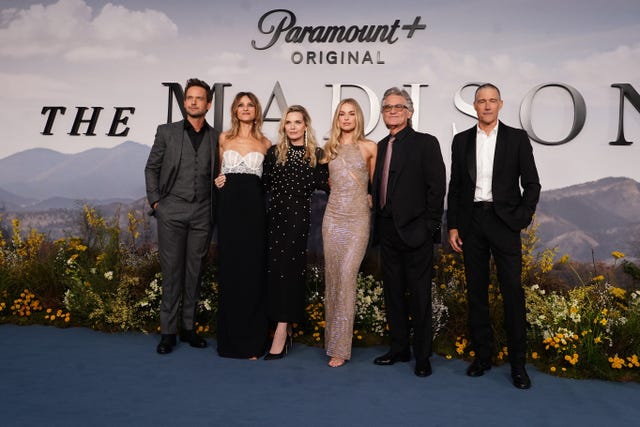 Patrick J Adams, Beau Garrett, Michelle Pfeiffer, Elle Chapman, Kurt Russell and Matthew Fox at the UK premiere of The Madison at Cineworld Leicester Square in central London