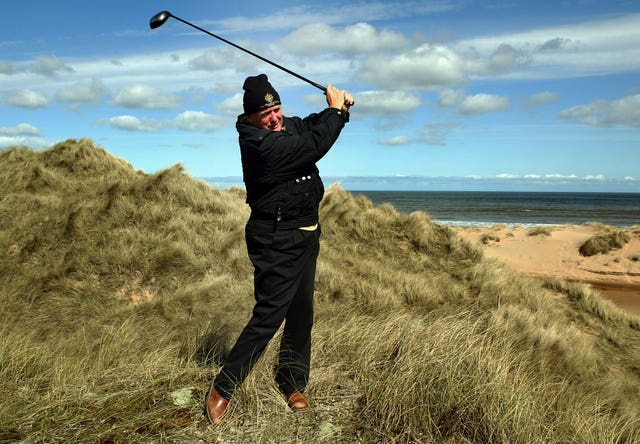 Donald Trump visited the beach where he planned to build a £300 million golf course at Menie Estate near Aberdeen in April 2006 