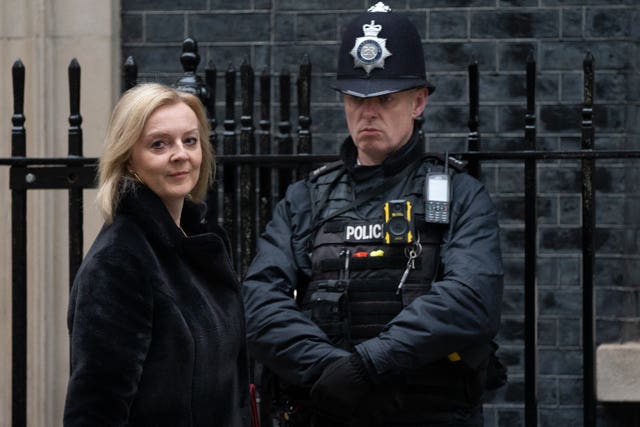 Foreign secretary, Liz Truss arrives in Downing Street, London, ahead of the Government’s weekly Cabinet meeting (Stefan Rousseau/PA)