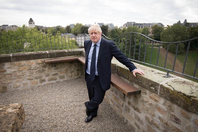Prime Minister Boris Johnson at the UK ambassador's residence  in Luxembourg
