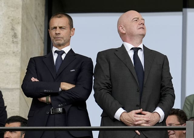 UEFA President Aleksander Ceferin (left) and FIFA president Gianni Infantino