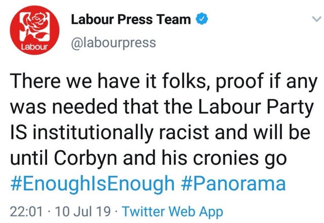 Labour rogue tweet
