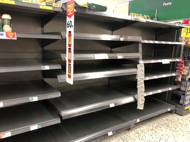 Empty shelves at a Morrisons supermarket in Whitley Bay in the North East