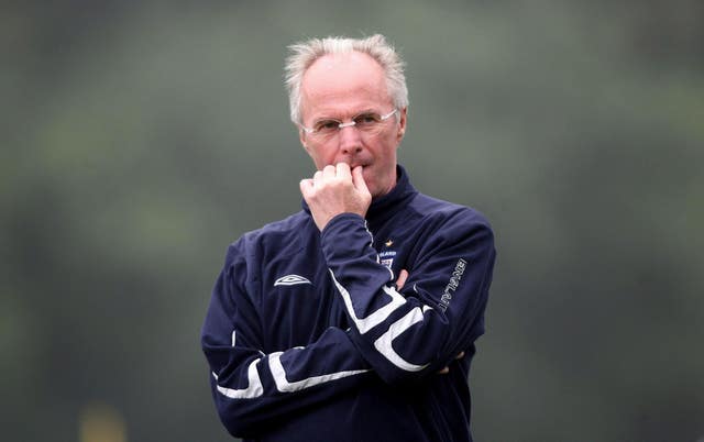 Sven-Goran Eriksson looks thoughtful as he watches training