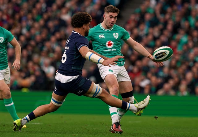 Jack Crowley in action against Scotland during the 2024 Guinness Six Nations