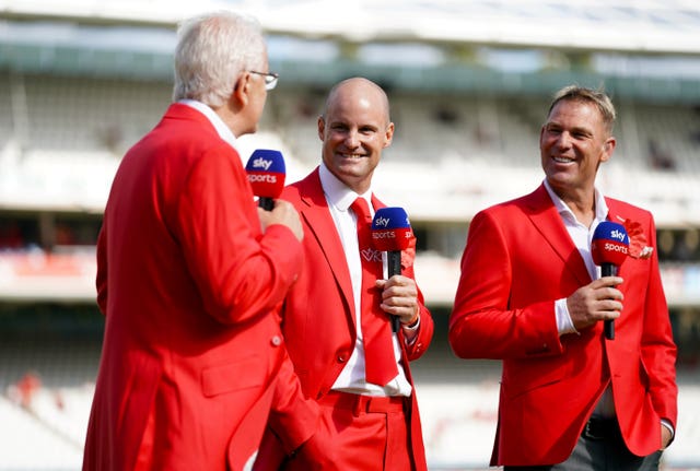 Shane Warne, right, was a popular pundit with Sky Sports following the end of his playing days (John Walton/PA)