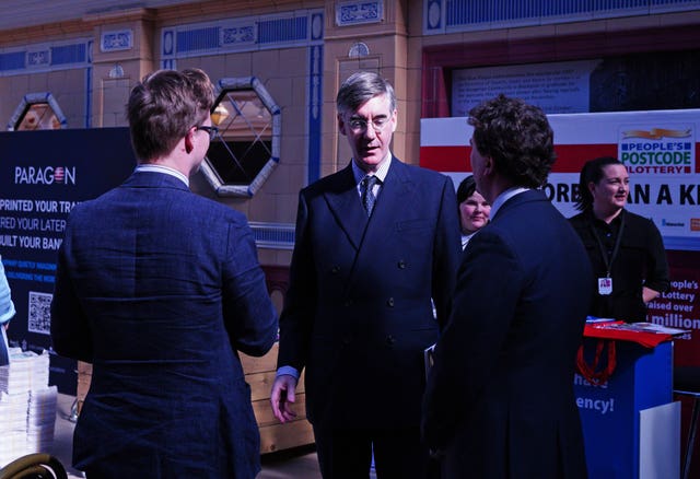Brexit minister Jacob Rees-Mogg meets supporters at the Conservative spring conference in Blackpool