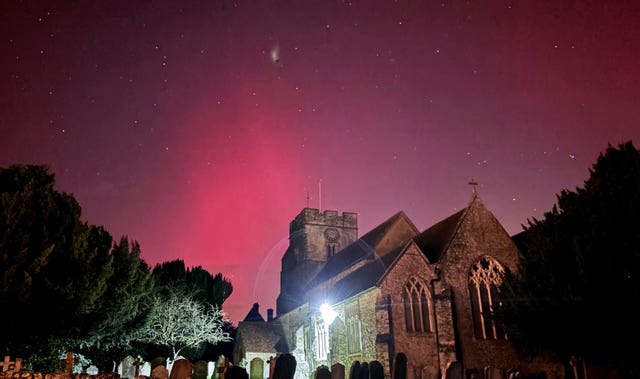 An eye-catching display above Great Chart Church in Ashford, Kent