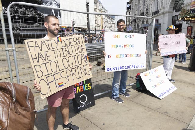 Protesters during the Pride in London Parade