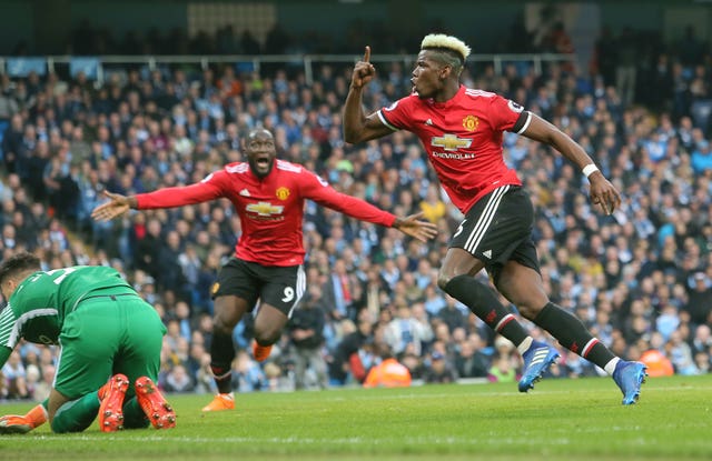 Paul Pogba enjoyed himself at the Etihad Stadium after half-time