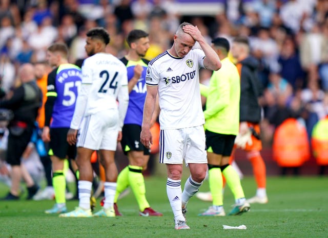 Leeds' Adam Forshaw appears dejected after being relegated (Tim Goode/PA)
