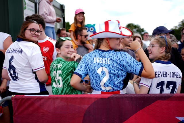England fans waiting outside London Southend Airport for the England team to arrive. 